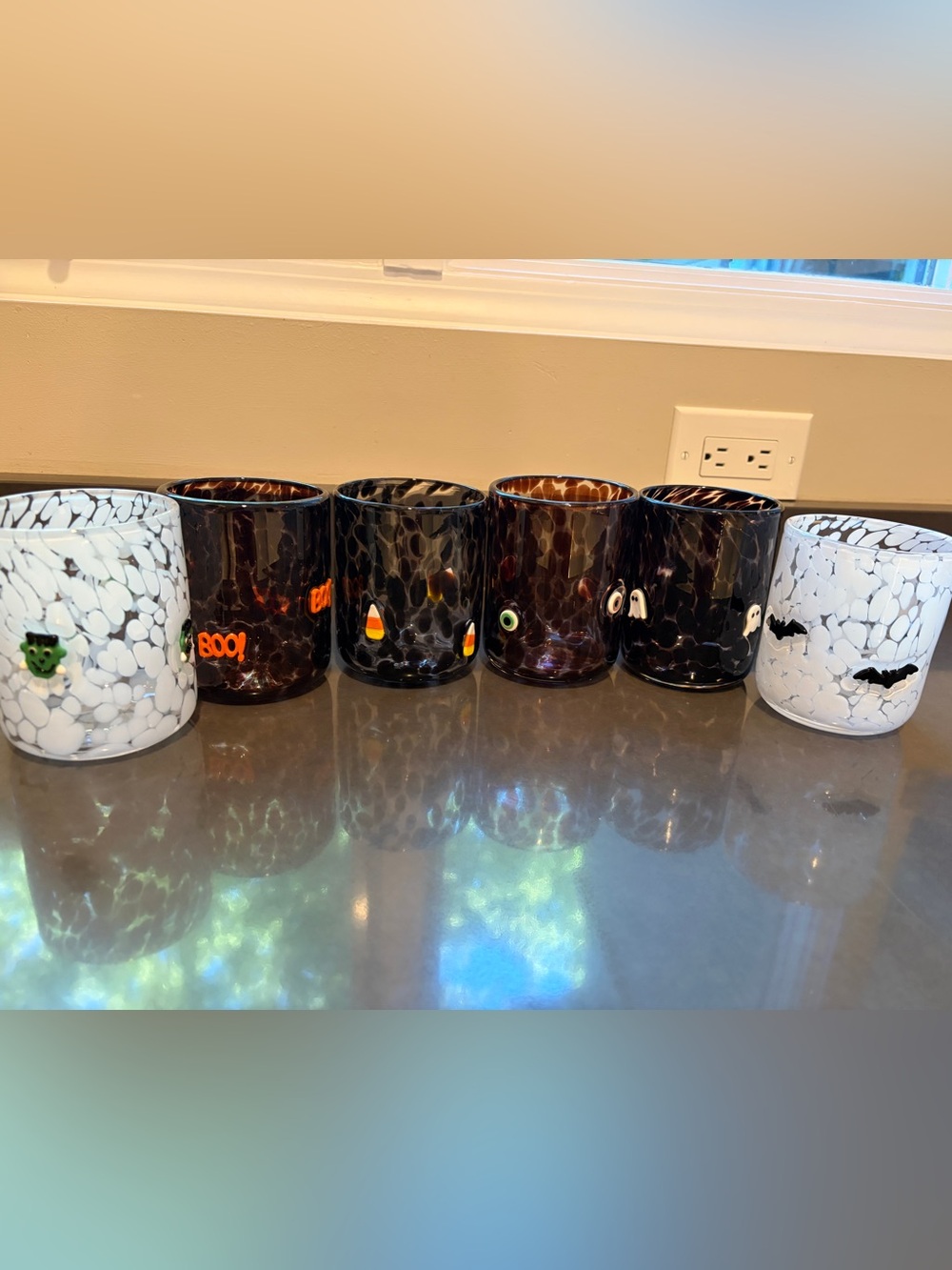 Anthropologie Halloween icon glass set of 6